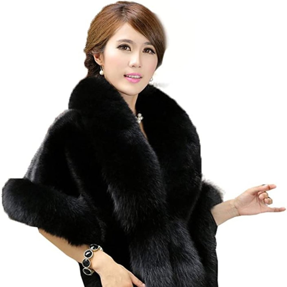 NWOT Black Faux Fur Elegant wrap/ stole
